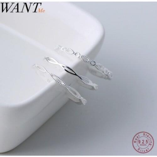 WANTME Fashion Minimalist Geometric Baroque Charm Rings for Women Girls Genuine 100% 925 Sterling Silver Jewelry Accessories