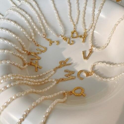 Silvology 925 Sterling Silver Freshwater Pearl 26 Letter Pendant Necklace Ladies Alphabet Necklace for Women 2021 Design Jewelry