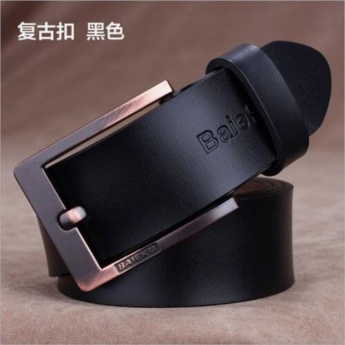 Cow Genuine Leather Luxury Strap Male Belts for Men New Large Plus Size 140 150 160cm Vintage Pin Buckle Men Belt High Quality