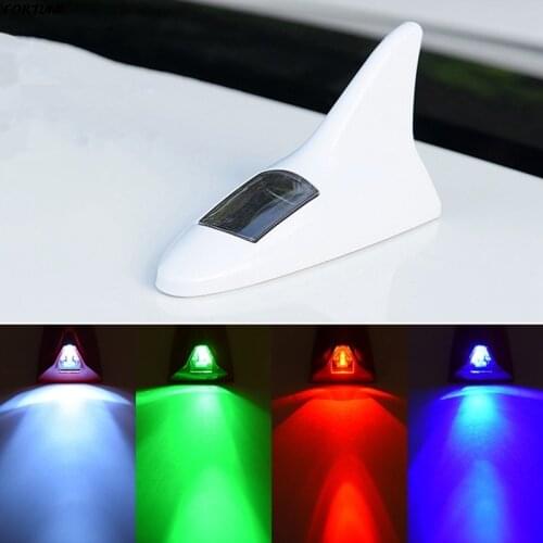 1pcs Shark Fin Car Antenna Radio 4 Led Light Imitated Car Shark Antenna Radio Fm Signal Design For All Cars Aerials Car Styling