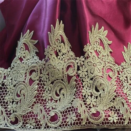1 Yard Of High-Quality Beautiful Golden Lace Embroidery Ribbon Lace DIY Embroidery Decoration African Lace Fabric