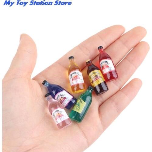 10Pcs Cute 1:12 1:6 Resin Dollhouse Miniature Drink Bottles Model Dolls Kitchen Accessories 3.1*1.1cm