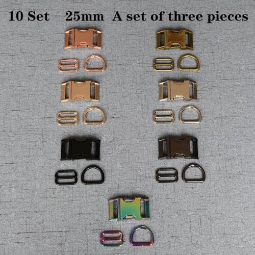 10 Set (B) 25mm Metal D Ring+Adjustable+Release Buckle For High Quality Hardware Pet Dog Collar Accessory 3JT25mm07B