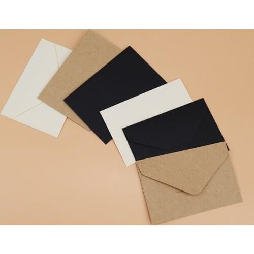 20PCS Classical White Black Kraft Blank Mini Paper Window Envelopes Wedding Invitation Envelope Gift Envelope