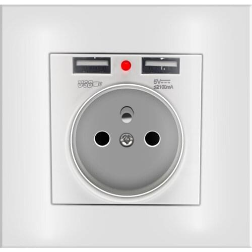 2A Dual USB Port Wall Charger Adapter Charging Wall Charger Adapter EU Plug 86 AC Electrical Power Socket Power Outlet White