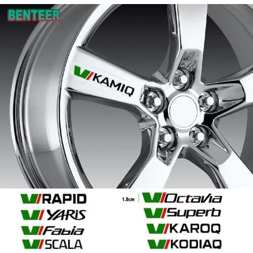 4pcs Reflective Car Wheel sticker For Skoda MK2 Kamiq Fabia Rapid Yaris Kodiaq Octavia Superb Scala Karoq Auto Accessories