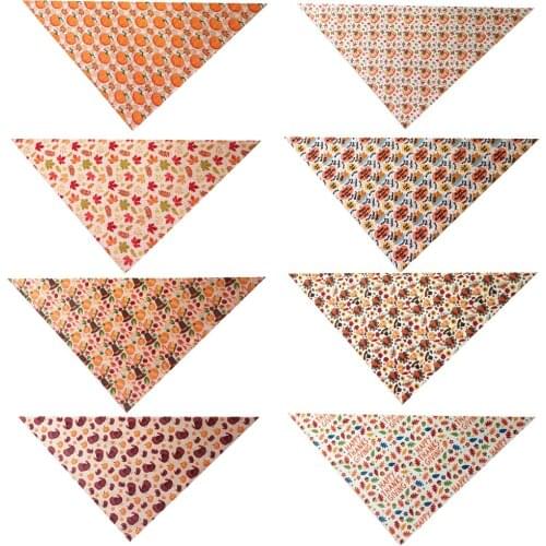 50pcs Dog Bandana Thanksgiving Pet Accessories Dog Cat Bandanas Scarf Fall Style Dog Triangle for Small Dog Holiday Decorations