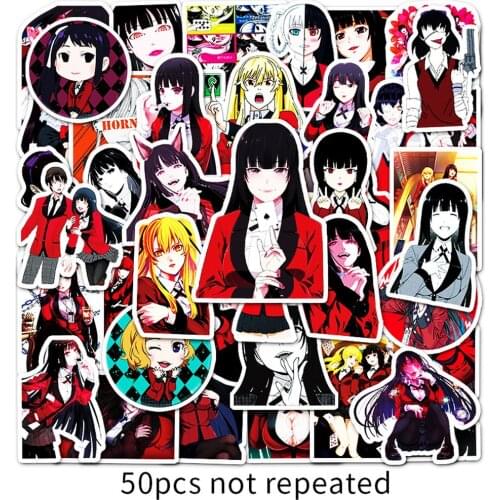50Pcs/set Anime Kakegurui Stickers for Guitar Kids TOY Bicycle Motorcycle Skateboard Laptop Luggage Decals