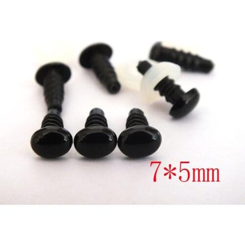 50pcs/lot 7*5mm Safety Noses For Teddy Bear Doll black Color Come With Washers