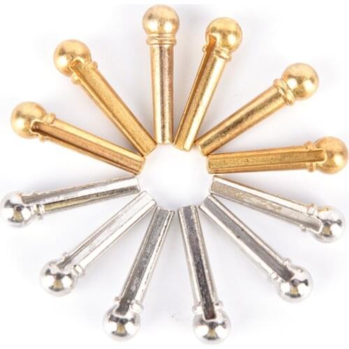 6Pcs Gold Metal Guitar Pin Brass Acoustic Guitar Bridge Pin With Electric 28.5mm