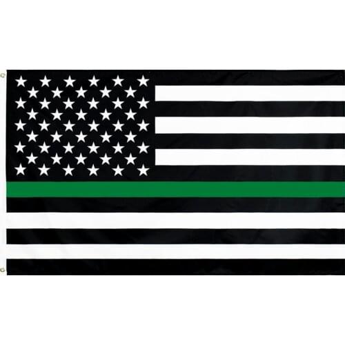 60x90cm/90x150cm Thin Green Line USA Flag 2x3ft/3x5ft The US Banner