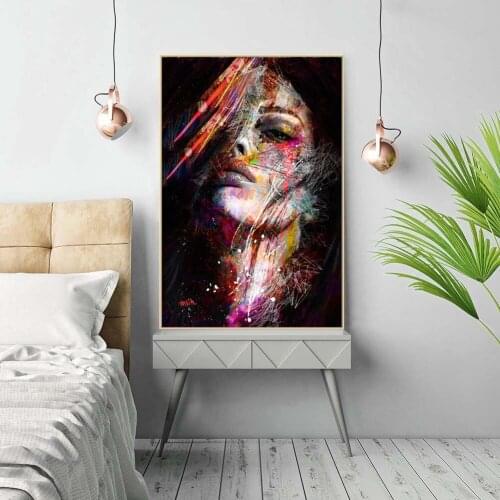 Abstract Figure Decoration Canvas Painting Nordic Frameless Painting Colorful Girl Wall Pictures for Living Room Kitchen