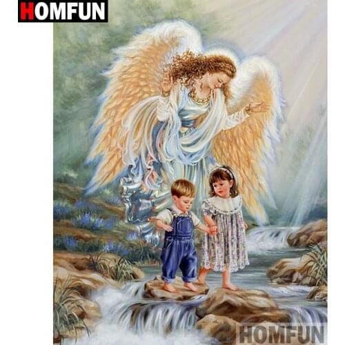 HOMFUN Full Square/Round Drill 5D DIY Diamond Painting "Angel child" Embroidery Cross Stitch 5D Home Decor A01387