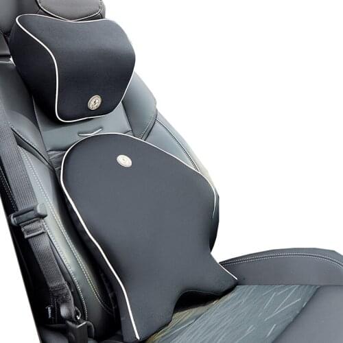 Car Lumbar Support Cushion Back Support Chair Premium Memory Foam Headrest Neck Pillow Ergonomics Health Auto Accessories Black