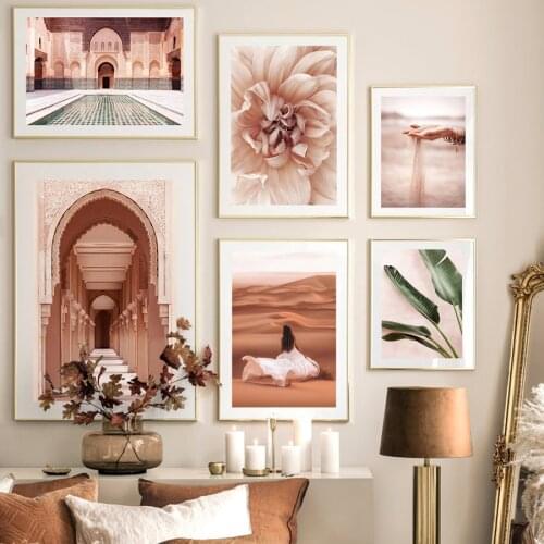 Bohemia Canvas Prints Pink Floral Wall Poster Tropical Desert Plant Scenery Art Painting Modern Living Room Vogue Pictures Decor