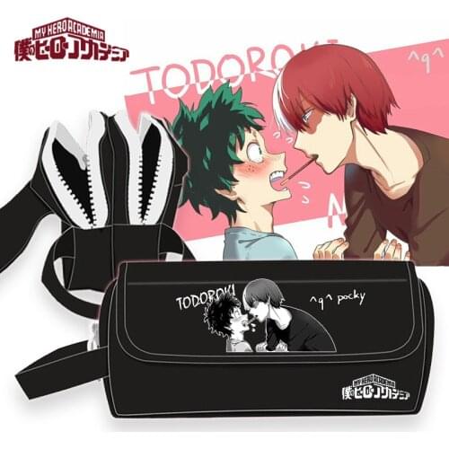 My Hero Academia All Might Print Anime Large Pencil Cases Canvas Cosmetic Bag Midoriya Izuku Makeup Pouch Stationery Storage