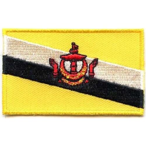 Brunei Embroidery Emblem Fabric Label Maker for Clothing Twill with Flat Broder and Iron On Backing free shipping by Post