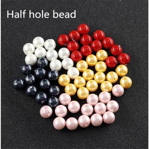 10pcs Beads 8/10/12/14mm Colorful Pearl Beads Made Natural Shell Half Hole Round Loose Beads DIY Jewelry Making Earring Pendant