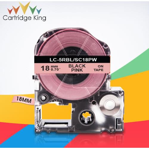 Black on Pink SC18PW LC-5RBL 3/4"(18mm) Label Tape for Epson King Jim LW-C410 LW-400 LW-400L Tepra Pro SR210 SR220 Label Maker