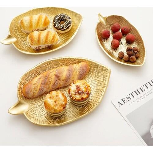 Nordic Decorative Tray Gold Pineapple Leaf Shape Serving Tray Jewelry Pallet Fruit Snack Dish Table Decoration Storage NJ72612