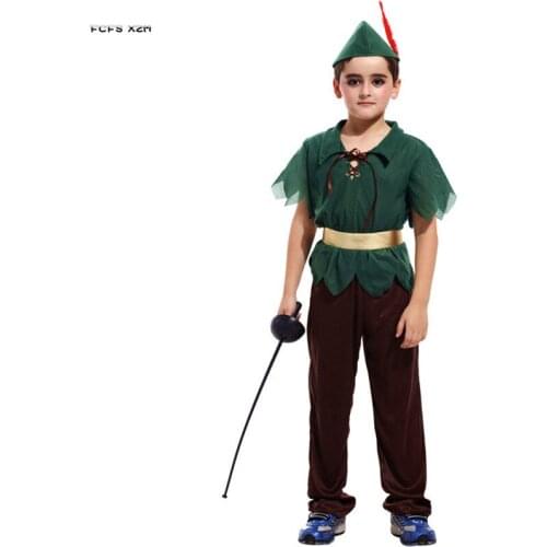 Boys Robin Hood Cosplay Kids Children Halloween Pirate Hunter Costumes Carnival Purim Parade Stage show Role Play party dress