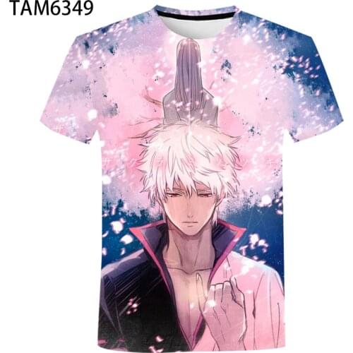Japan Anime Gintama New Hot T-Shirt Mens / Womens 3D Short Sleeve Summer Childrens Street Fashion Leisure Oversized Top