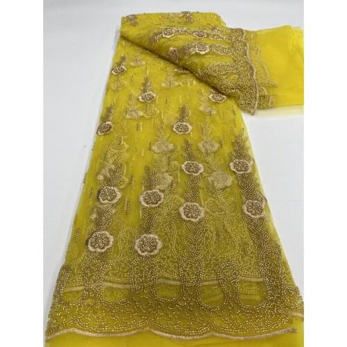 Hot Sale High Quality Bead Tube Lace African Net Lace Material French Tulle Lace Fabric Sequins Embroidery For Evening Party Sew