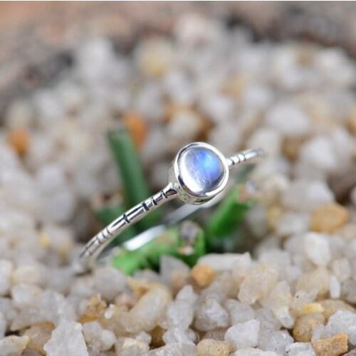 Thai silver wholesale S925 silver inlaid blue moonlight ring imported antique female gift refining process