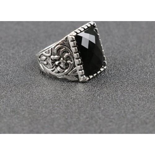 New Vintage Ring for Men Women Silver Color Black Stone Rings For Best Patry gift US Size 7-10 Rings 31026