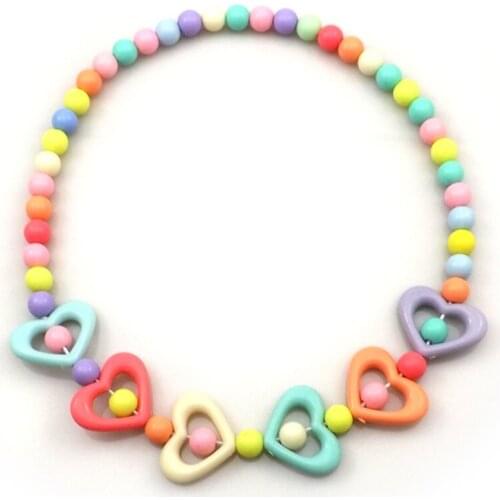 Candy Color Heart-Shaped Acrylic Necklace For Children 12pcs/lot
