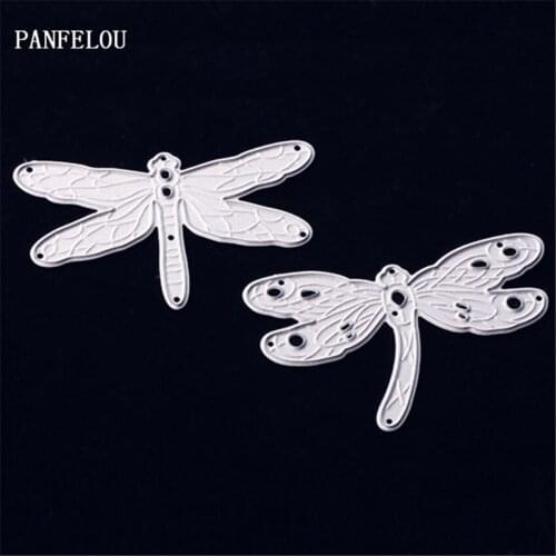 PANFELOU Two dragonflies metal crafts paper die cutting dies for Scrapbooking/DIY wedding Halloween Hand account cards