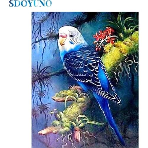 SDOYUNO DZDP388 Full Square/Round Diamond Painting Kits Parrot 5D DIY Diamond Embroidery Mosaic Animals Pattern Home Decoration
