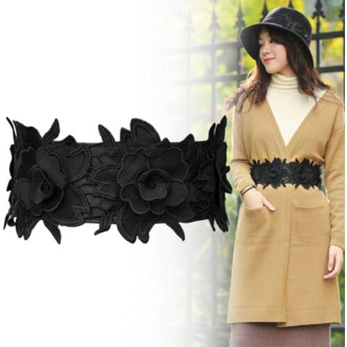 2020 New Elegant Belt Autumn Sexy Women White/Black Hollow Elastic Peplum Belt Wide Bukle Waistband Women Waist Skirt