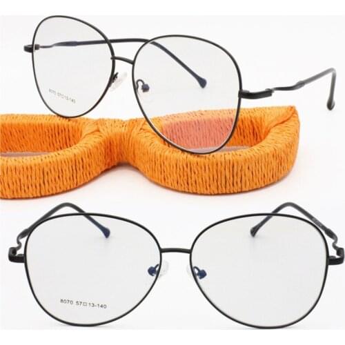 Big size unisex fashion metal glasses frame carving temple pilot shape slim prescription vintage eyeglasses for myopia