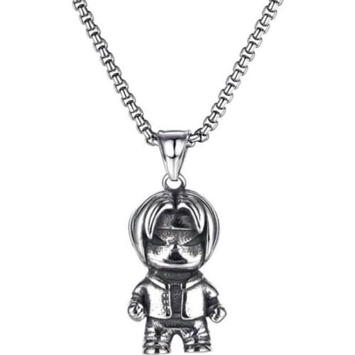 Stainless Steel Hip Hop Cartoon Characters Cute Children Kids Pendant Necklace Jewelry Gift For Him with Chain