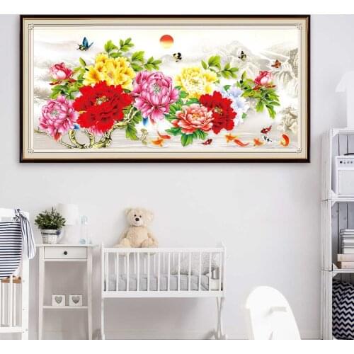 Full Round Drill Mountain Diamond Painting with Square Rhinestone Flower Scenery Diamond Embroidery Cross Stitch Home Decor Gift