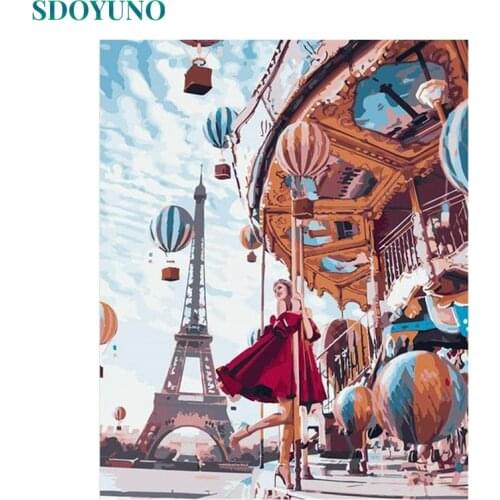 SDOYUNO 60x75cm Oil Painting By Numbers Landscape DIY Pictures By Numbers On Canvas Frameless Hand Painting Home Decor