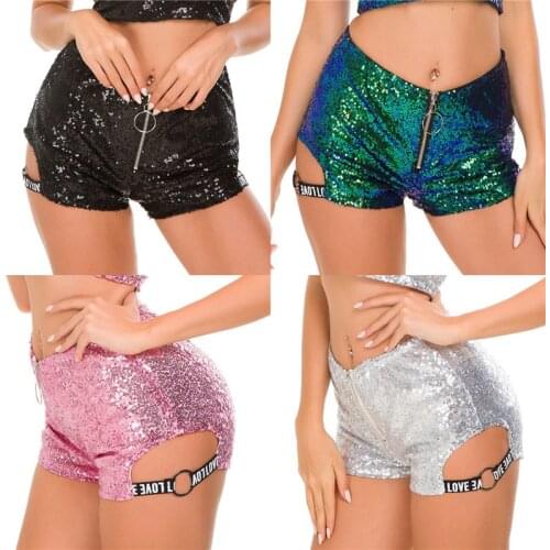 Sexy Sequins High Waist Shorts Summer Woman DJ DS Costumes Dance Shorts Bar DJ Nightclub Singer Performance Clothing