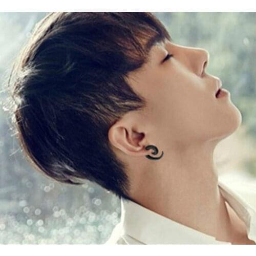 Men Women Fake Gauges Tribal Earring Hook Earrings Stud Black Snail Ear Stud Fake Plug Tunnel Ear Piercing Jewelry 1 Piece