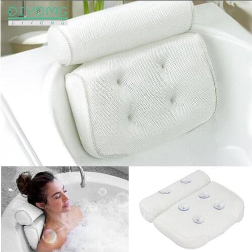 3D Mesh SPA Bath Pillow with Suction Cups Soft Thickened Headrest Bathtub Pillow With Backrest Home Hot Tub Bathroom Accessories