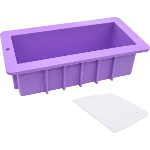 Silicone Loaf Mold for DIY Crafts Soap Making Mold Rectangular Loaf Mould with Plastic Scraper for Handmade Soap