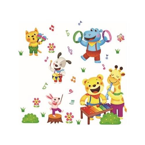 DIY Cartoon Animal Party Home Decal Vinyl Wall Sticker Music Notes Kids Rooms Wall Decor Nursery Decoration Poster Wallpaper