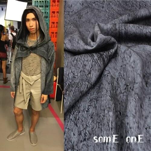 Wabi-sabi Printed Stretch Scuba Fabric Cement Grey Space Cotton Air Layer DIY Doll Decor Coat Cheongsam Dress Designer Fabric