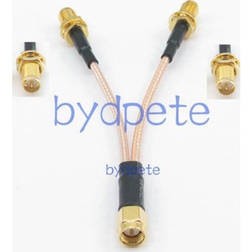 Y type 2 two RP SMA female jack to 1 one SMA male branch T RF Pigtail extension cord RG316 20cm Cable 8in 8