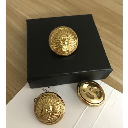 Gold indian style double deck metal buttons for cloth,coat, DIY material 10 pieces a lot