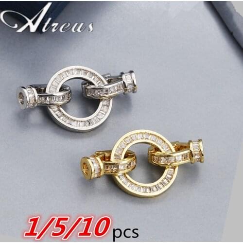 1/5/10pcs Micro Pave Square CZ Round Shape Charm Clasps Jewelry Components Jewelry Findings Bracelet Charms Copper Connector