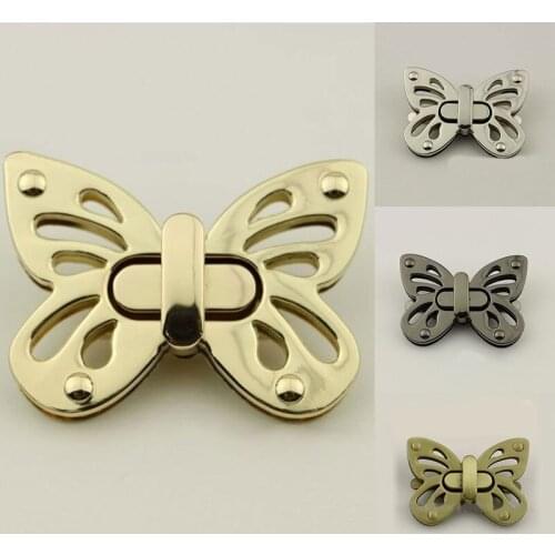 1 piece Metal Butterfly Turn Twist Lock Clasp for Leather Craft Women Bag Handbag Shoulder Bag Purse DIY Hardware Accessories