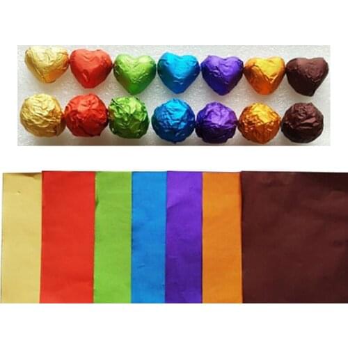 100Pcs/Set Foil Candy Package Paper Chocolate Aluminum Candy Sugar Food Tin Joyful DIY Baking 10 Colors Christmas Tree Gifts