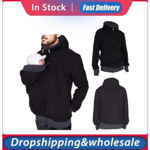 2 In 1 Multi-Function Kangaroo Dad Sweater Autumn Winter Dressing Parenting Bag Men Sweatshirt Hoodie Jacket Baby Carrier Coat