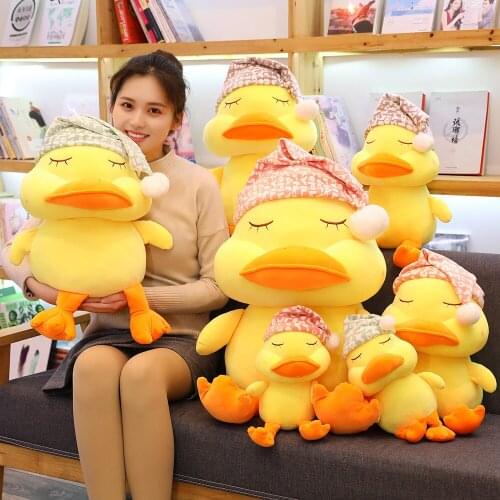 30/45/60/80cm Cute Plush Duck Toys Stuffed Animal Sofa Cushion Sleeping Yellow Duck Plush Toys Kids Playmate Dolls Girl Birthday